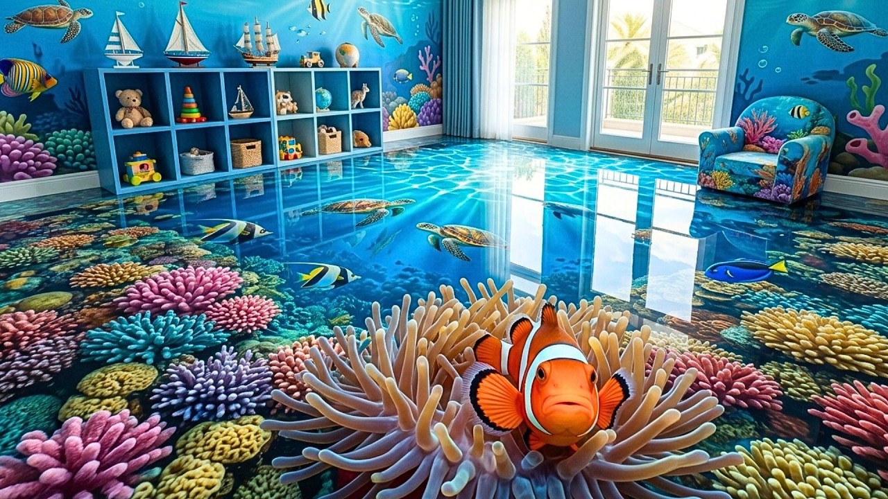 Top 11 Vibrant Great Barrier Reef Flooring Concepts With Colorful Corals & Anemones for Kids' Rooms