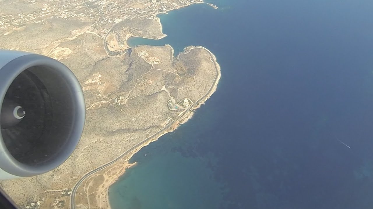 Emirates 777-300ER Athens to Dubai | Take off from Eleftherios Venizelos airport, engine view