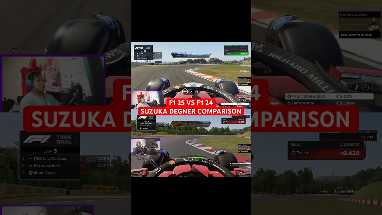New Suzuka LIDAR F1 25 comparison with F1 24! 