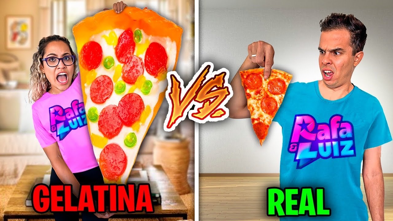24 HORAS COMENDO COMIDA DE GELATINA VS COMIDA DE VERDADE! - &Eacute;PICO!