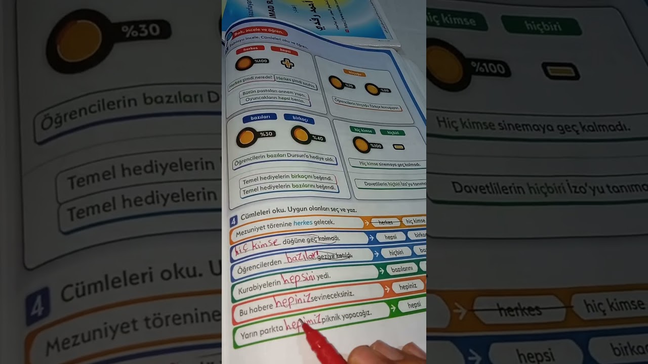 (التاسع) شرح تمارين الوحدة الرابعة من كتاب اللغة التركية.