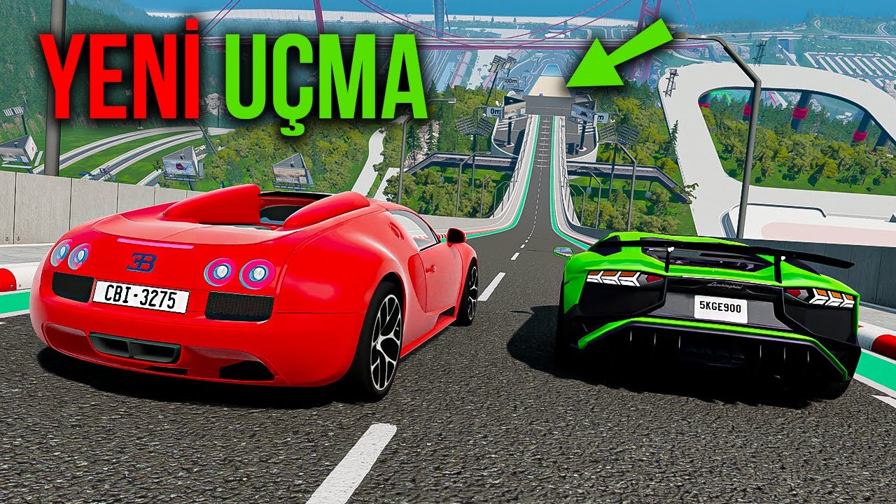 L&uuml;ks Spor Arabalar YENİ U&Ccedil;MA PARKURUNDA !!! &Ouml;r&uuml;mcek Abi BeamNG.drive