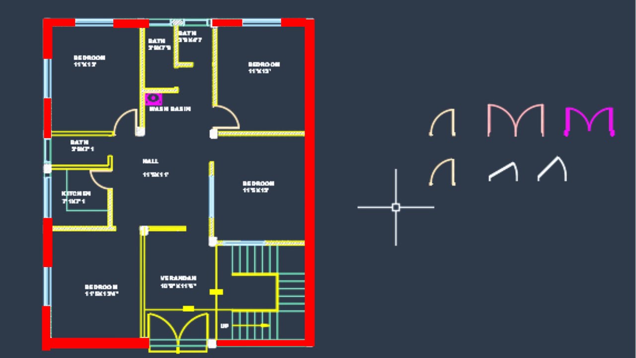 Как нарисовать 2D-дверь и разместить ее в Autocad Floor Plan (Часть 21)