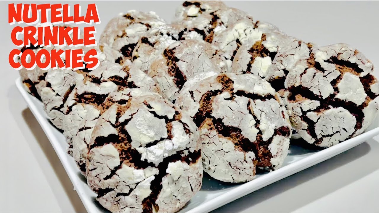 NUTELLA CRINKLE COOKIES WITH ALMOND SLICES | EGGLESS NUTELLA COOKIES | PERLYDEE