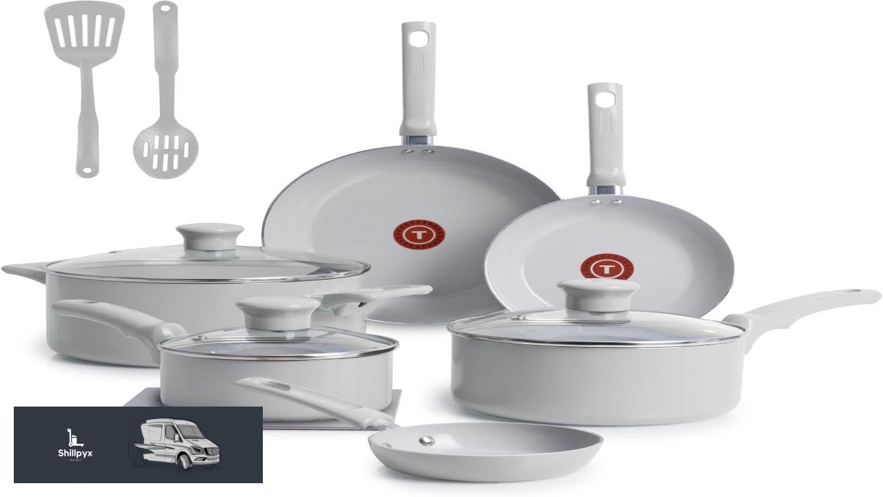 T Fal Refresh Ceramic Nonstick Cookware Set 12 Piece Ceramic Pots and Pans Set