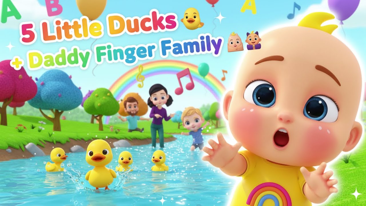 5 маленьких утят с семьей папы-пальчика 👨‍👧 | Детские песни 🦆👨‍👧 #тренды #детскиестишки #героигимнов