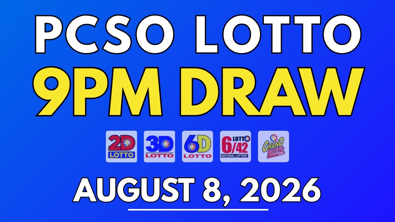 PCSO Lotto Result Today August 8, 2026 | 9PM LIVE Results