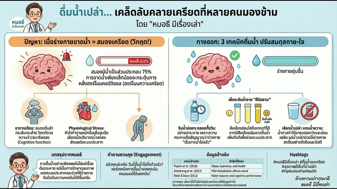 ดื่มน้ำเปล่าช่วยลดเครียดได้จริงไหม?