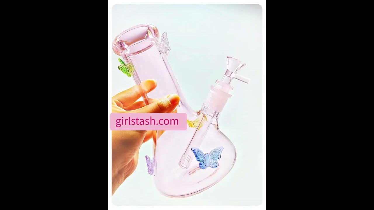 Enchanted Garden Beaker Glass Bong | Colorful Butterfly Design #butterfly