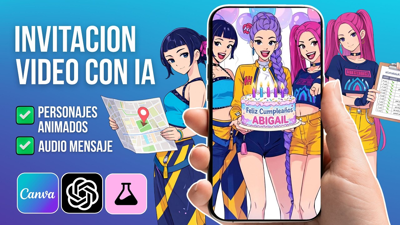 📲Invitaciones con personajes animados ¿Cómo hacerlas fácil con IA?