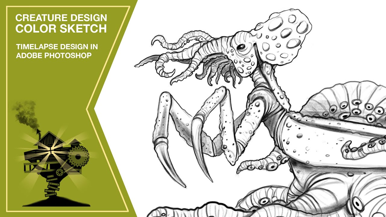 How to draw in Photoshop | Creature Design | Mantipus Monster | George Frei