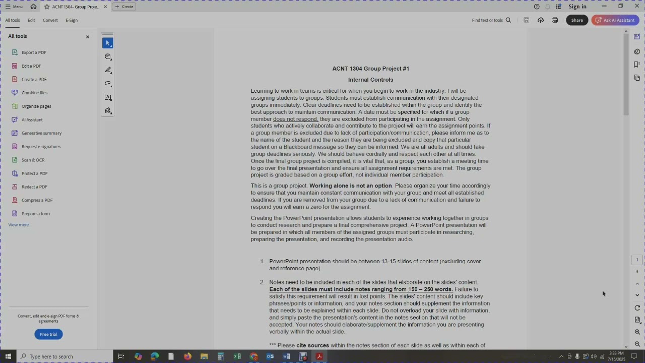 ACNT 1304 Weeks 13 and 14: Internal Controls
