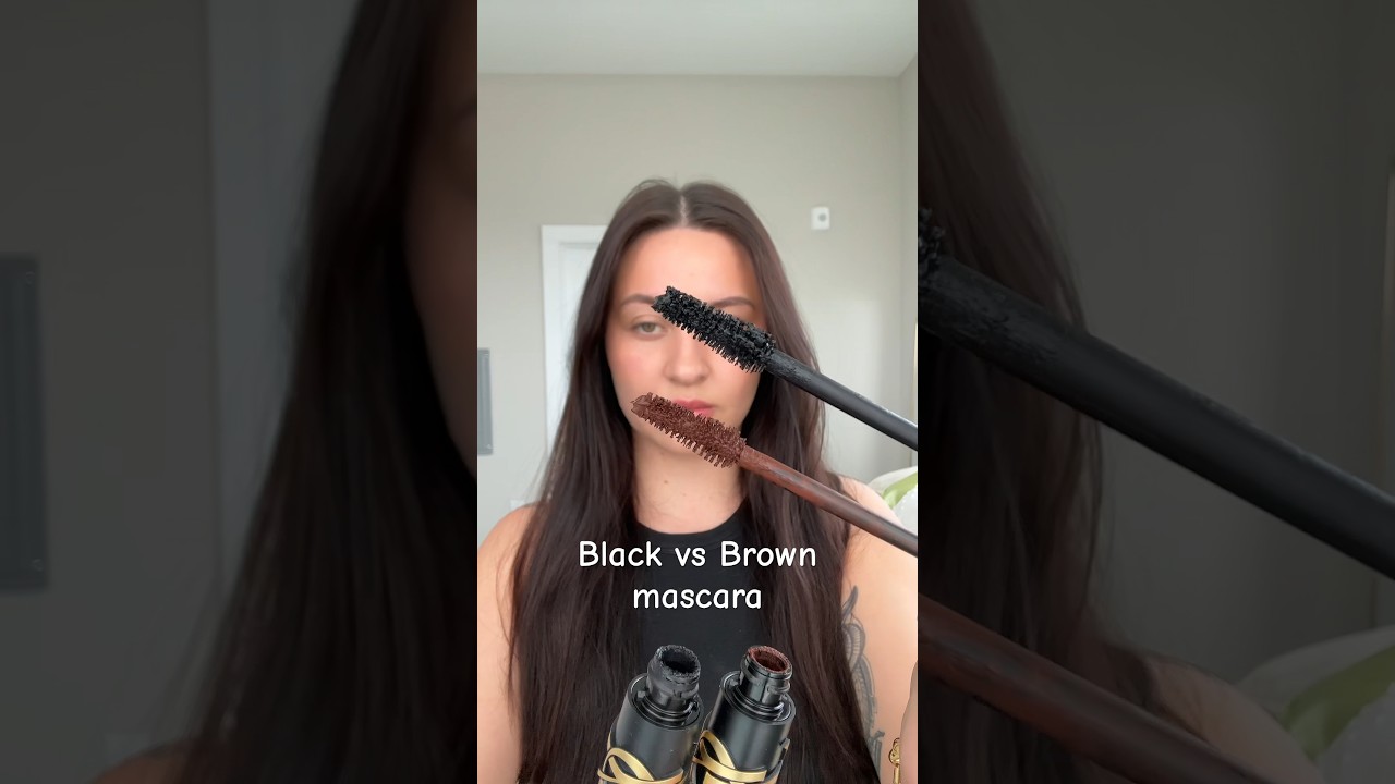 Black vs Brown mascara 🤎 which one is fav? #makeup #viral #makeupreview
