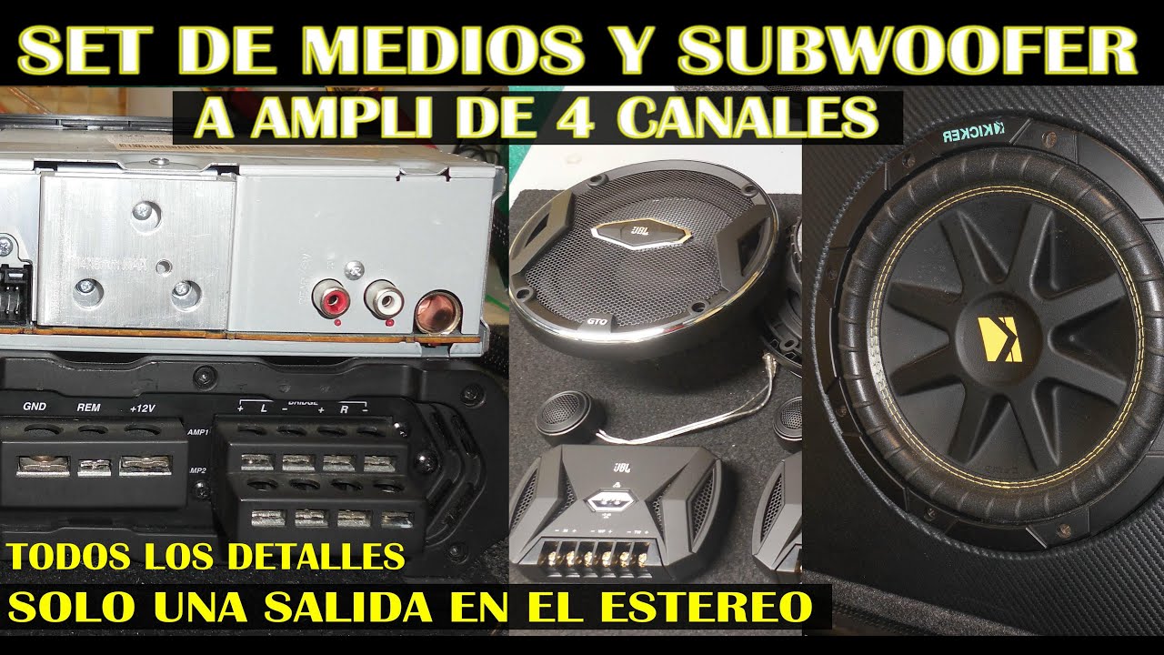 Como conectar set de medios y subwoofer a amplificador de 4 canales
