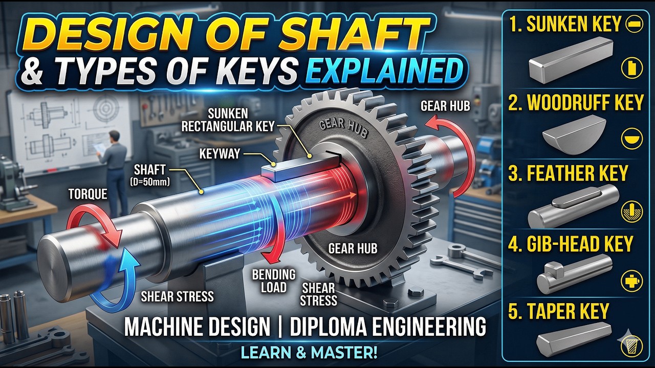 Design of Shaft & Types of Keys Explained | Machine Design | Diploma Engineering