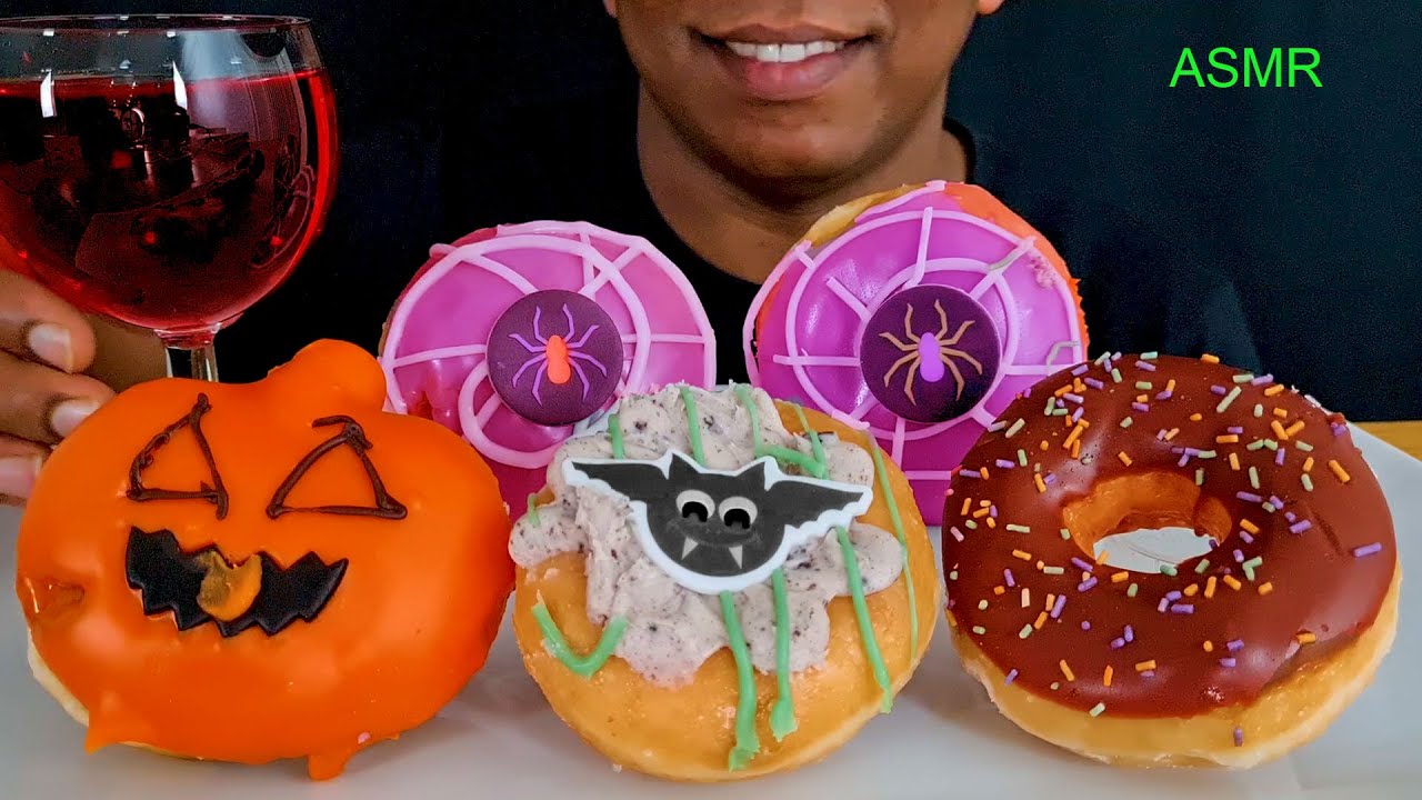 KRISPY KREME HALLOWEEN DONUTS | ASMR EATING SOUNDS | KRISPY KREME DELICIOUS DONUTS @PushASMR