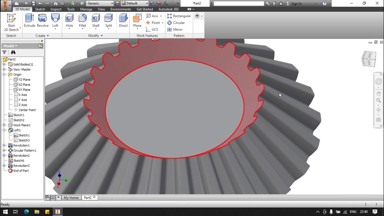 Autodesk Inventor Example 9 Bevel Gear Design