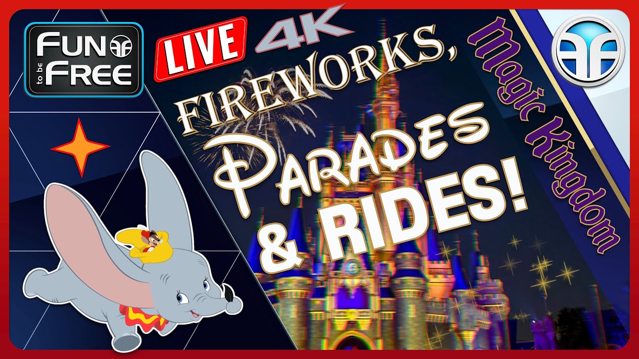 🔴 4K Magic Kingdom LIVE, Fireworks, Parades & Disney World Rides