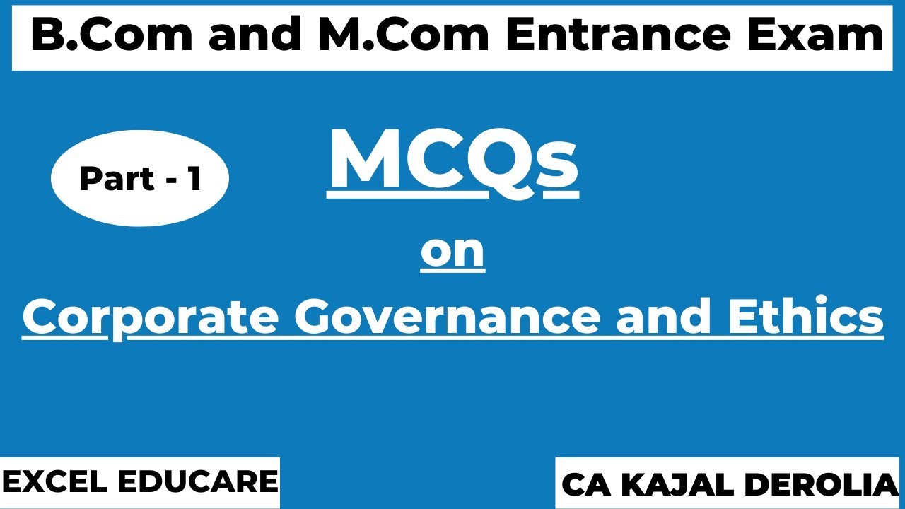 Corporate Governance | MCQs on Corporate Governance and Ethics | B.Com | M.Com Entrance Exam |