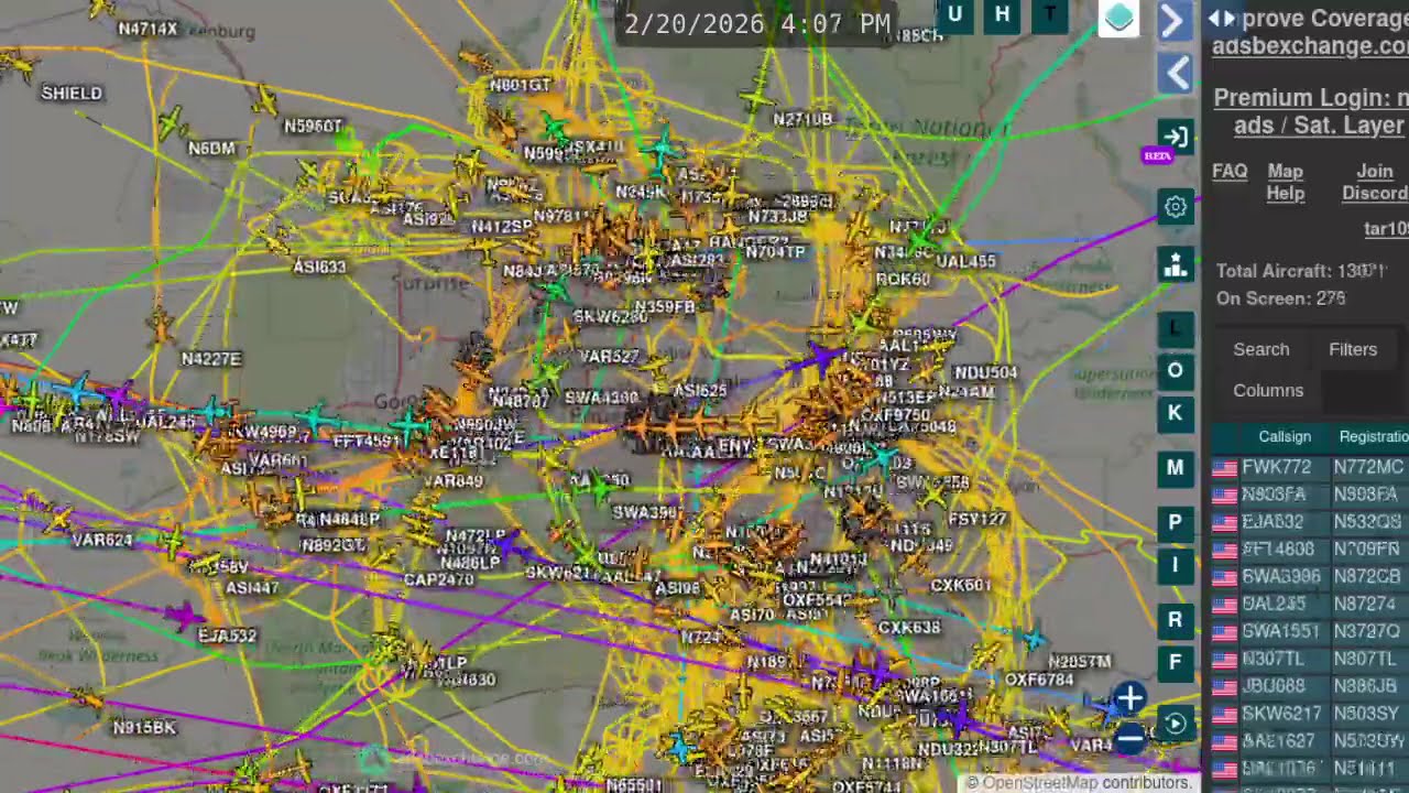 More KPHX air traffic data - time lapse - Feb 26 2026 -
