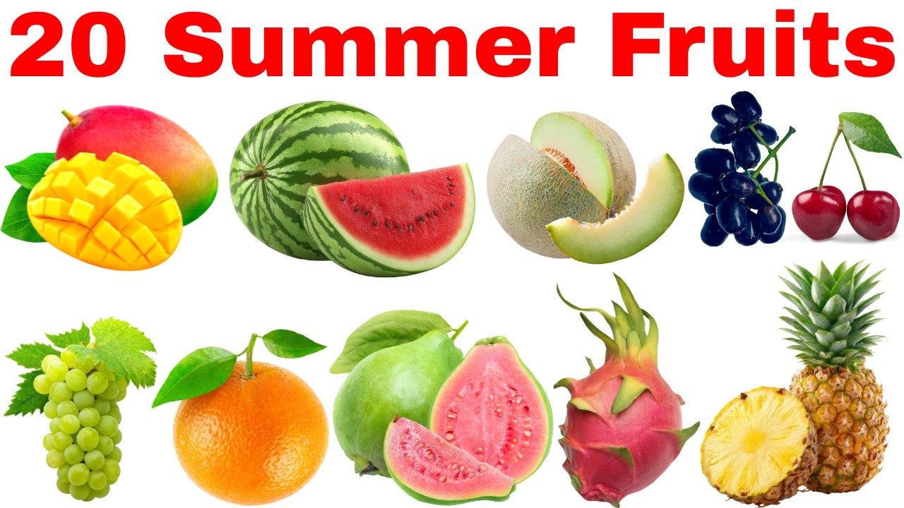 20 Summer Fruits Name for Kids 🍉 | Learn Fruits Name in Hindi & English | गर्मियों के फलों के नाम