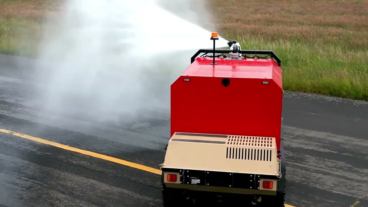 Remote, autonomous or crewed firefighting vehicle from Angloco based on Hippo Multipower HAWC.