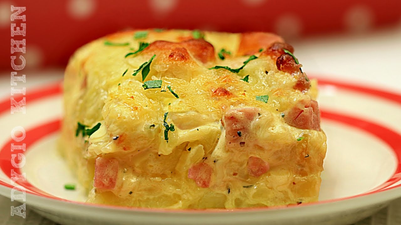 Cartofi gratinati la cuptor cu sunca si cascaval | Adygio Kitchen