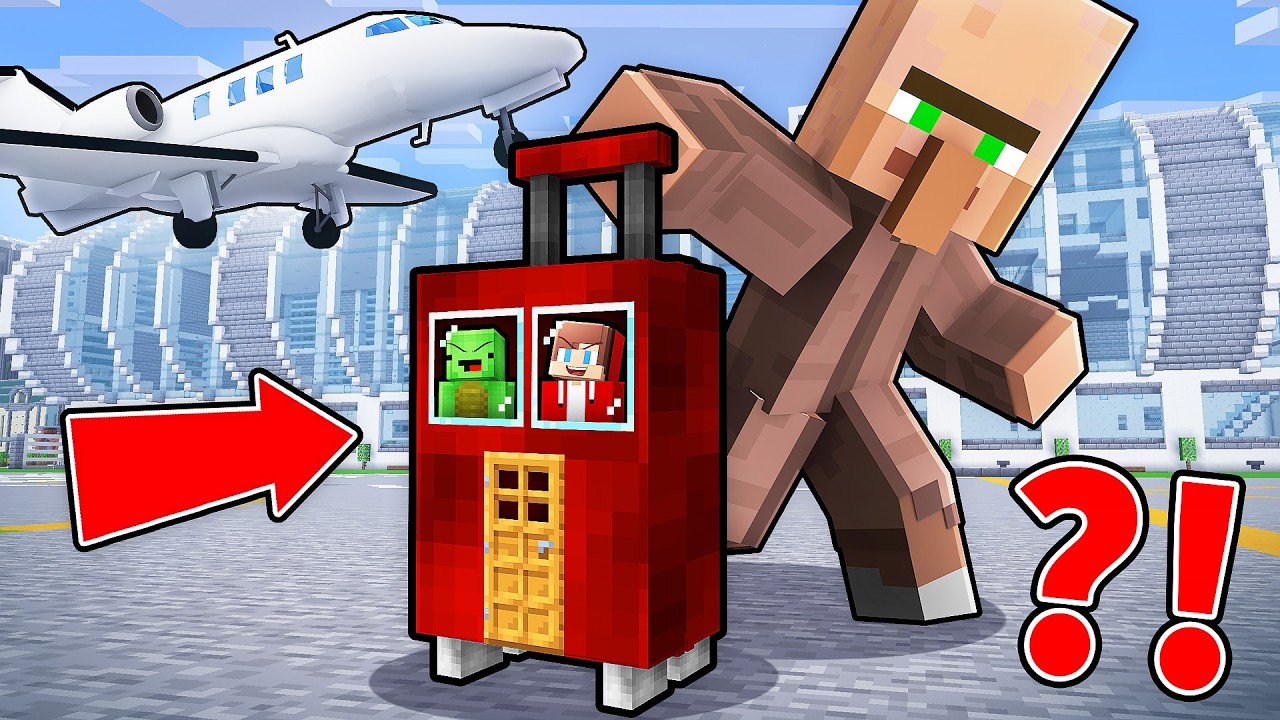 JJ and Mikey Hide INSIDE VILLAGER'S SUITCASE in Minecraft - Maizen