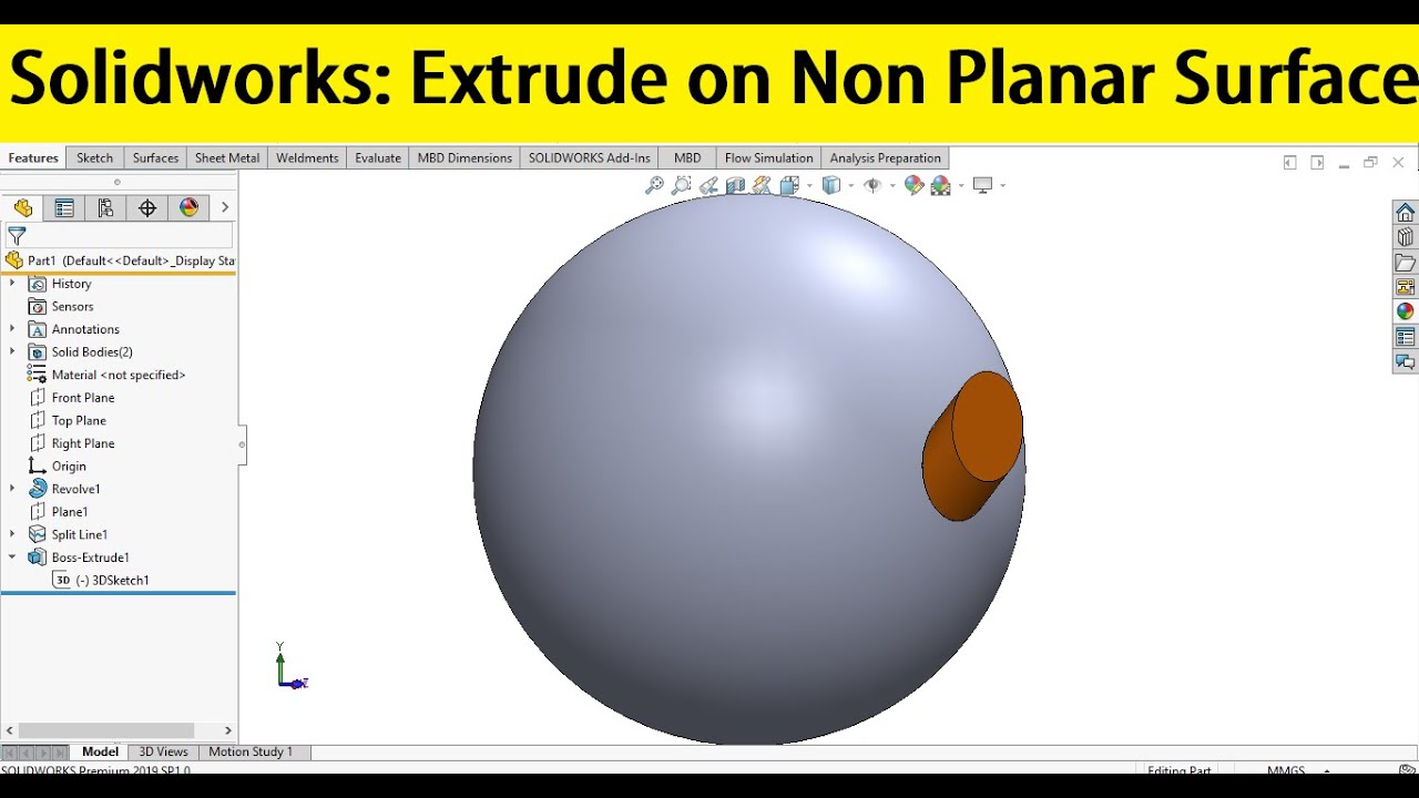 Solidworks tutorials 142| Boss Extrude on non planar surface