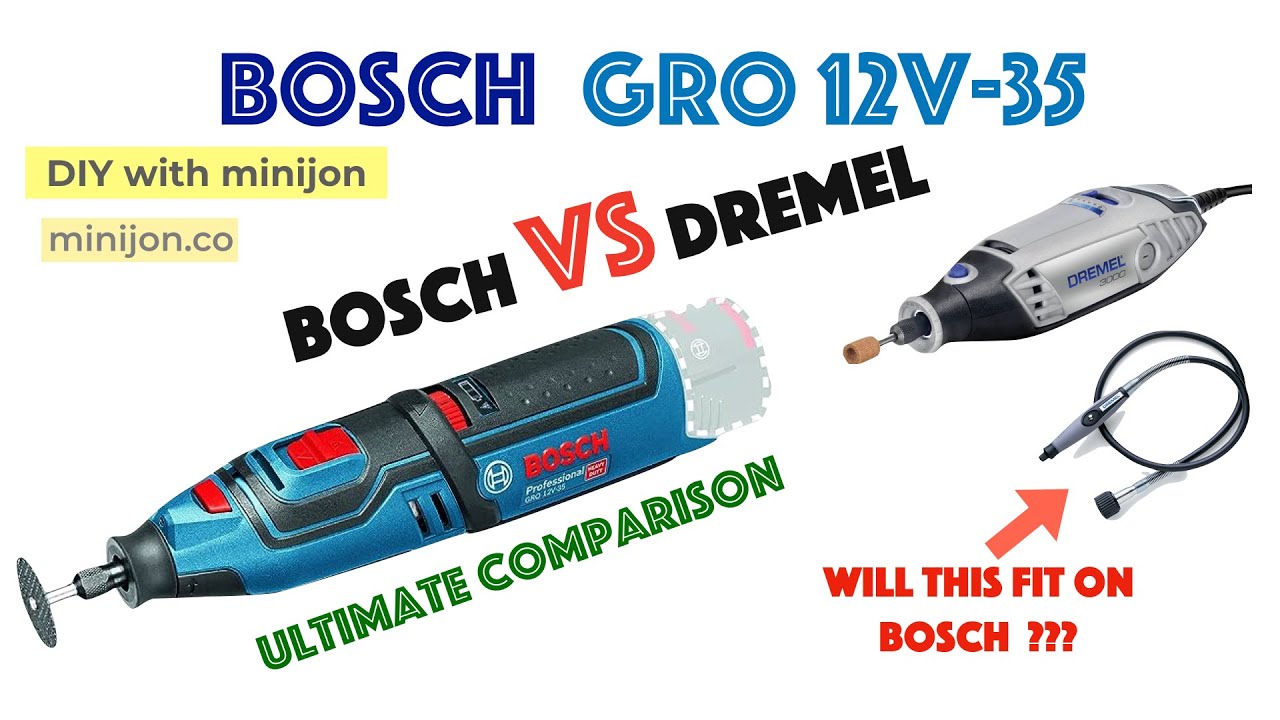 bosch gro 12 v-35 | unboxing review and comparison to dremel 3000 | compatibility of flexible shaft