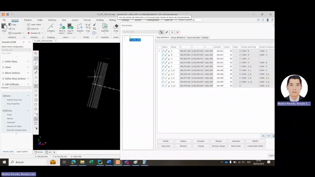 Diseño taladros largos DESWIK CAD