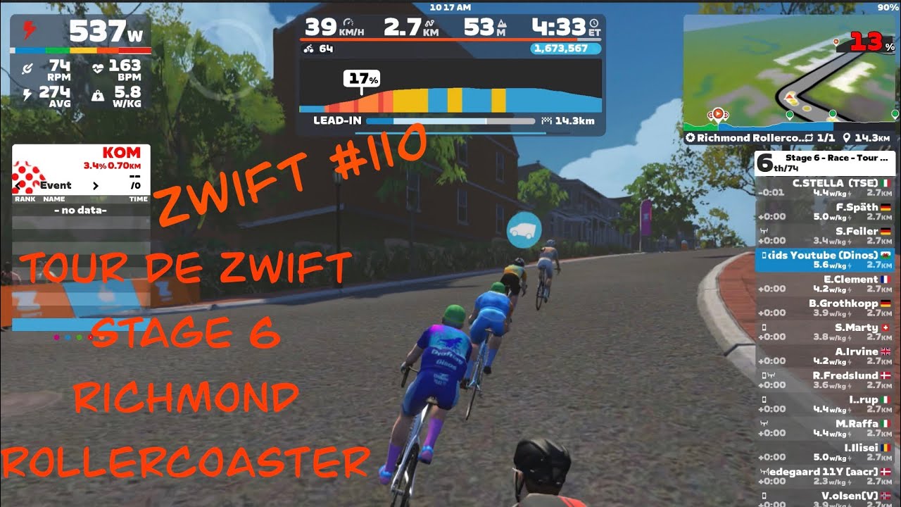Zwift #110 Tour de Zwift Stage 6 Richmond Rollercoaster