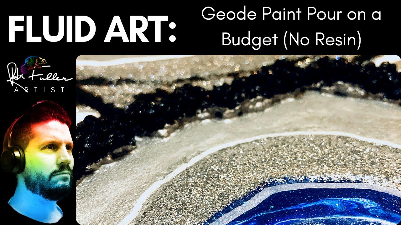 Geode Style Paint Pour on a budget with Acrylics No Resin Demo