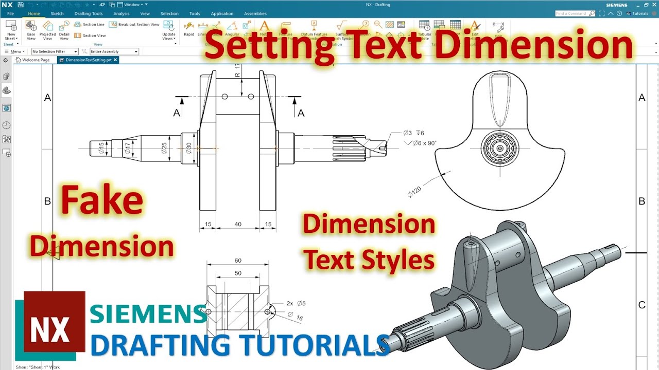 SIEMENS NX DRAFTING #6 | Setting Drawing Dimension Text - Fake (Override), Fonts, Add Text & Symbols