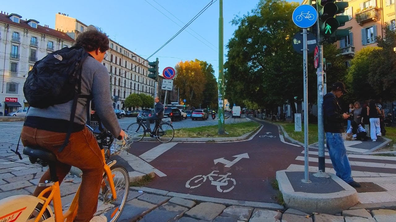 Cycling Across Milan Italy on Autumn 2025