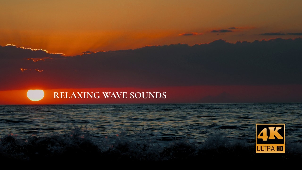 4K Golden Sunset 🌅 Relaxing Wave Sounds for Study, Sleep & Focus