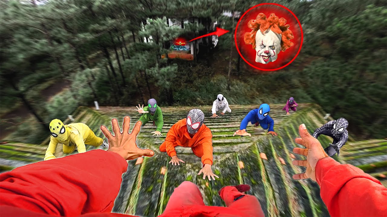 8 Spider-Man Meet CLOWN Serbian Dancing in Abandoned MANSION Area ( Run To Live POV )