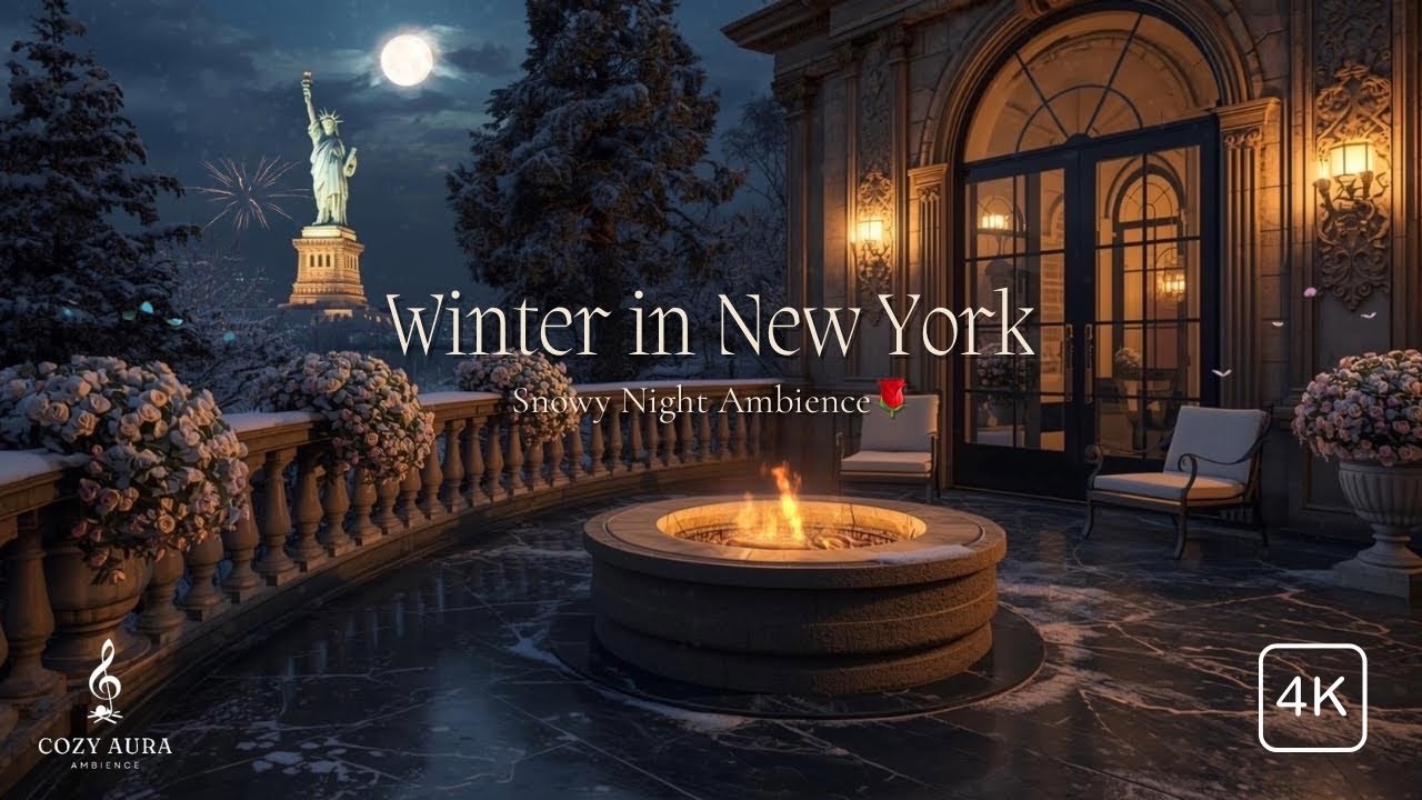 Smooth Jazz Winter in New York Cozy Balcony Liberty for Work Music Backgound, Study Focus,Deep Sleep