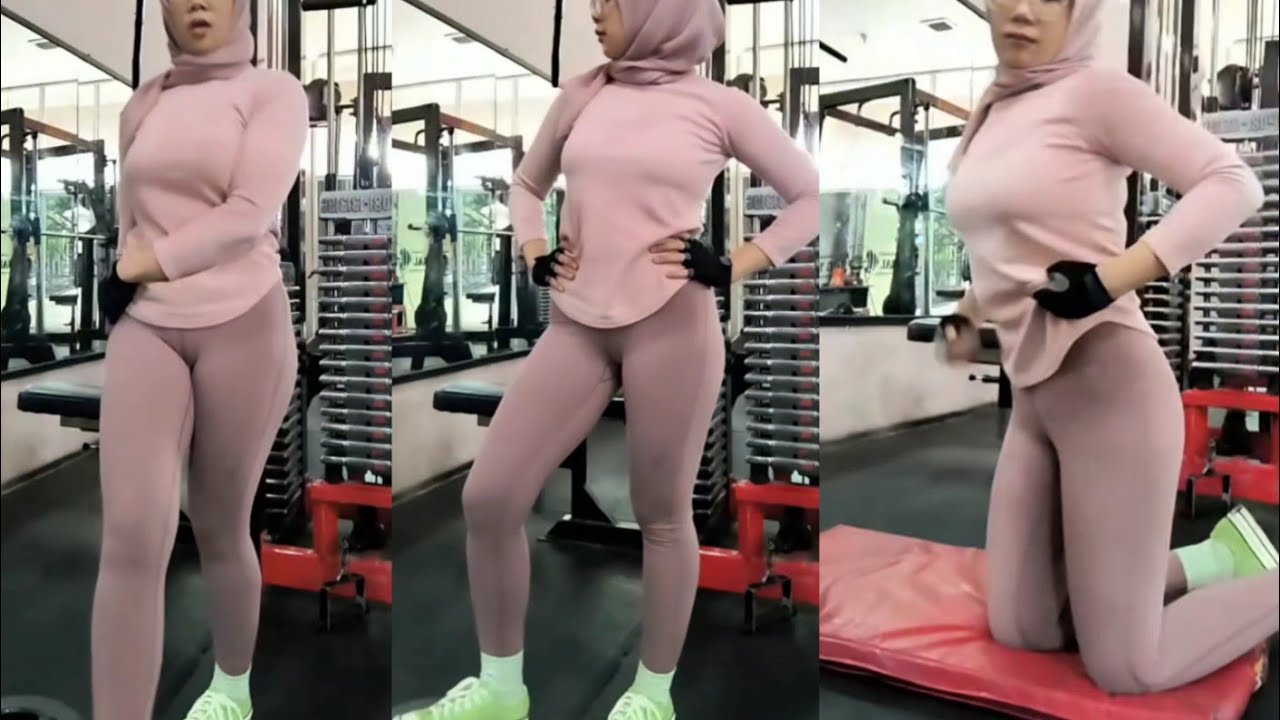 Hijab Style Try On Set Legging Pink Olah Raga Wanita Bahan Polister Premium