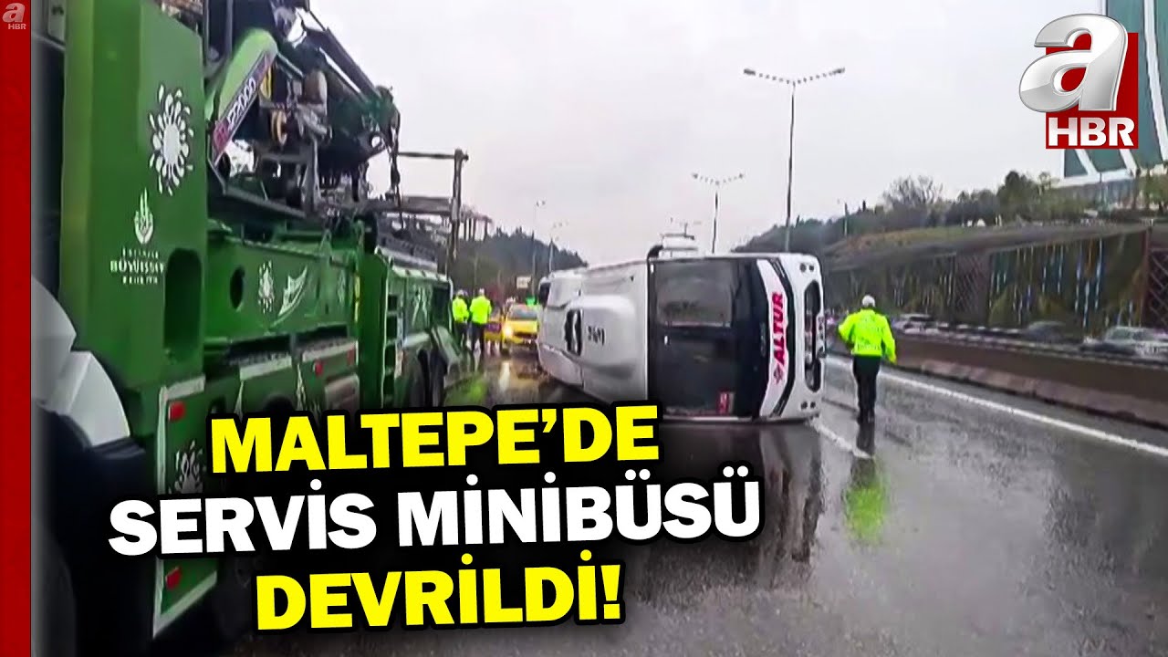 Maltepe'de Servis Minibüsü Devrildi! A Haber Olay Yerinde!  | A Haber