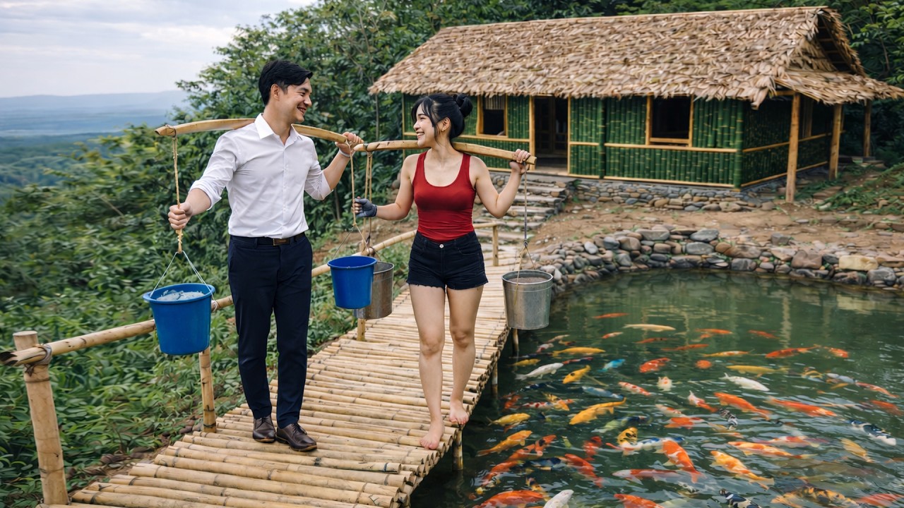 The CEO couple carried water back to their hut, dug a pond to store it, and built a staircase.