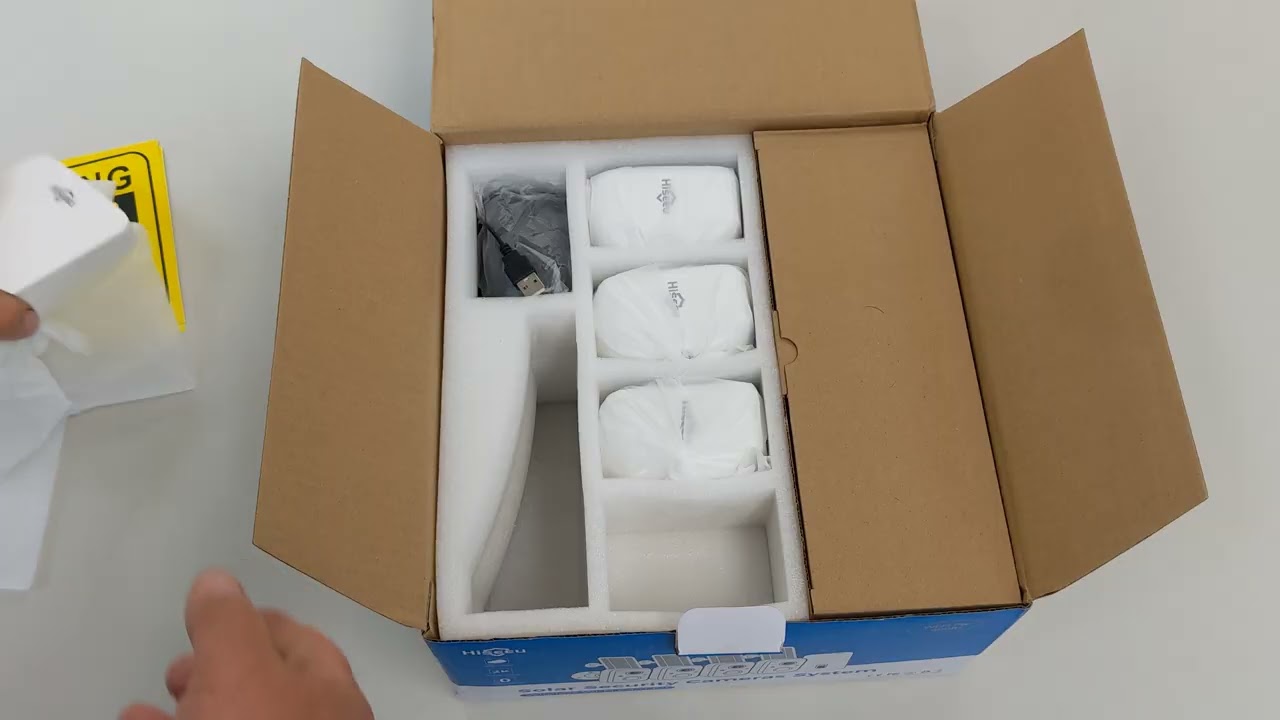 Распаковка базовой станции комплекта солнечных камер видеонаблюдения Hiseeu, Amazon CCTV WiFi, до...