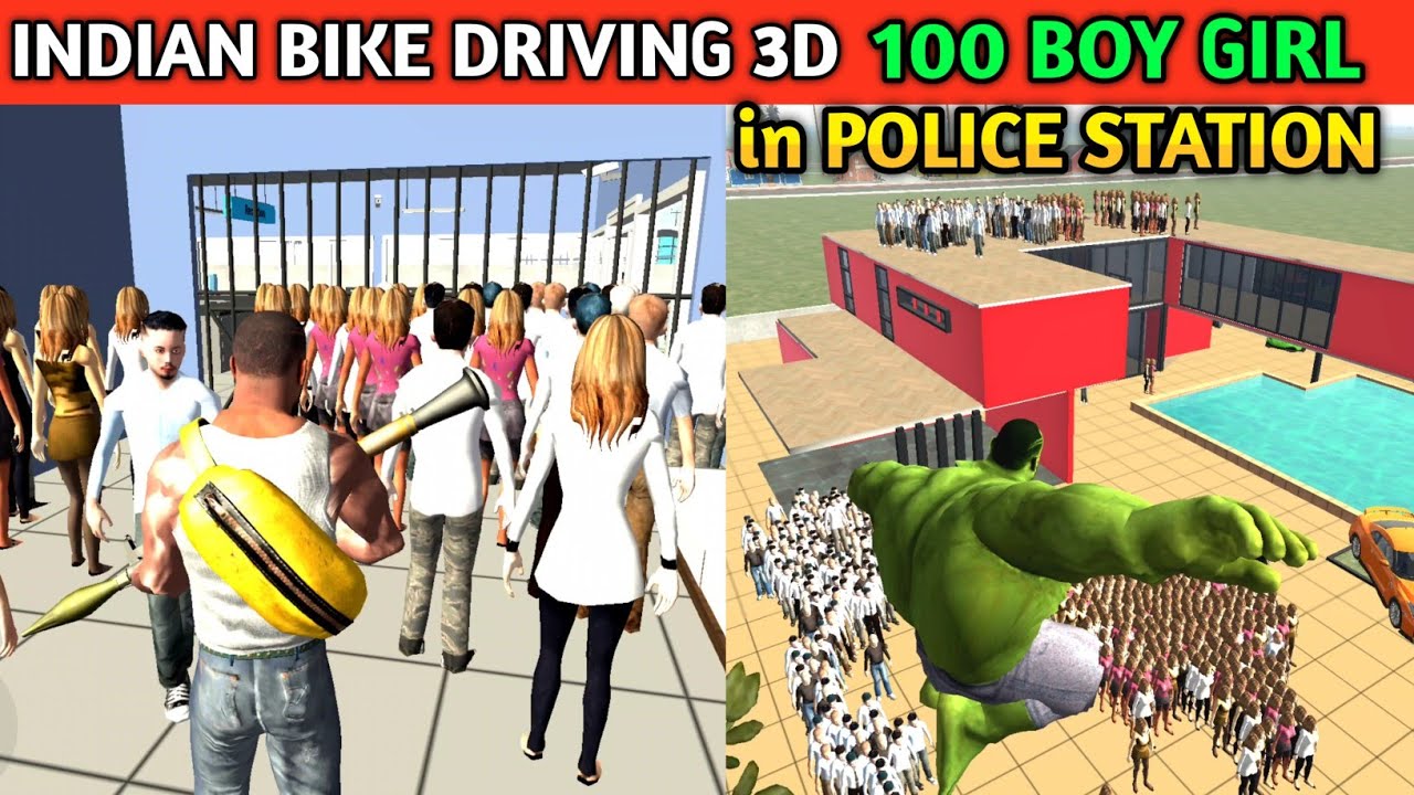 100 BOY GIRL in POLICE STATION | Funny Gameplay Indian Bikes Driving 3d 🤣🤣