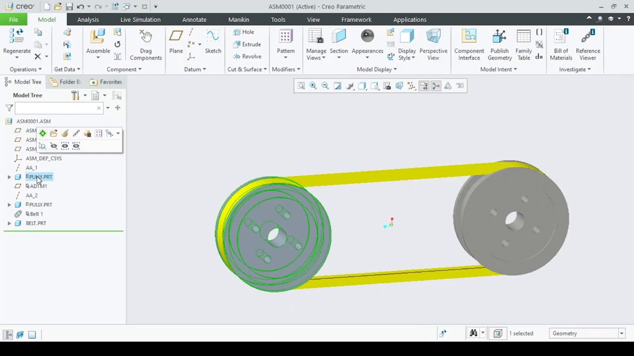 Design Belt And Pulley | CREO 6 | Mechanism