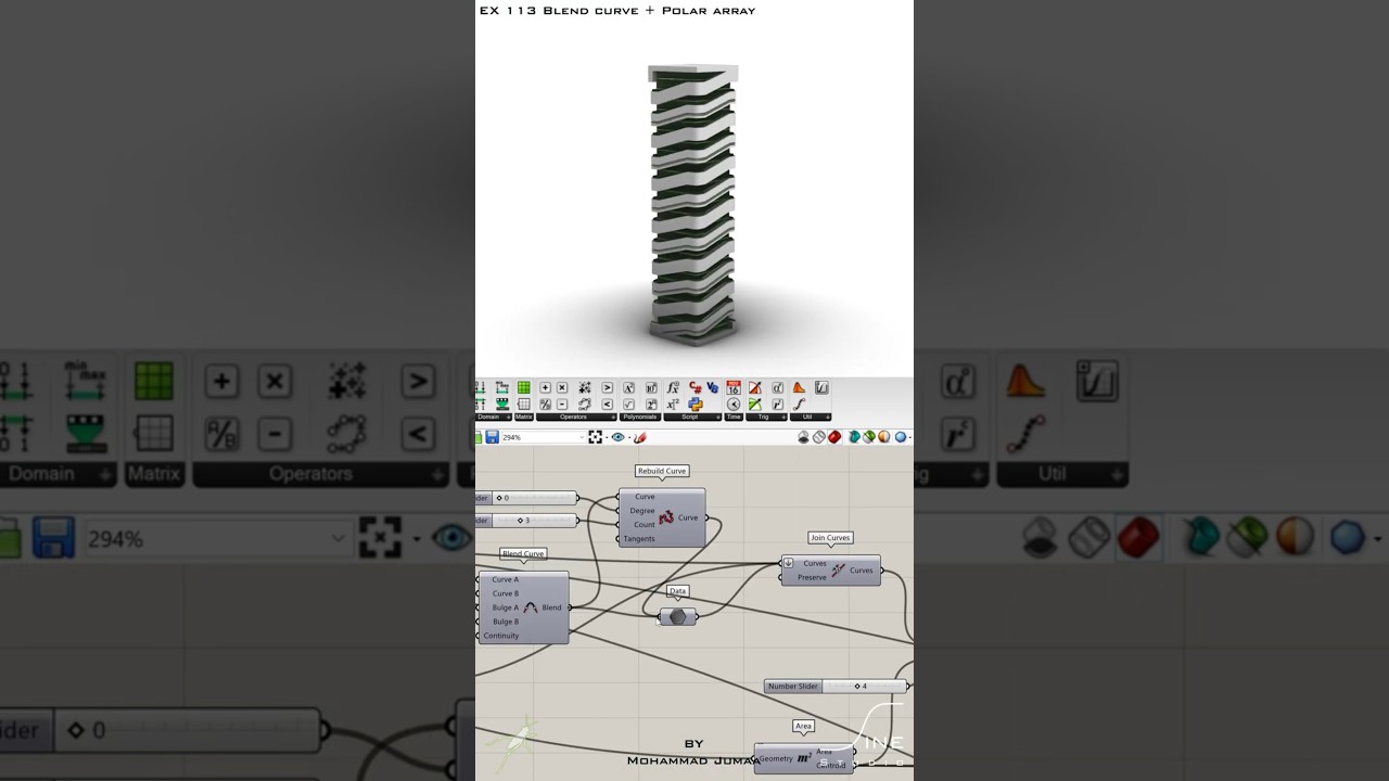 Grasshopper - EX 113 - Blend curve + Polar array