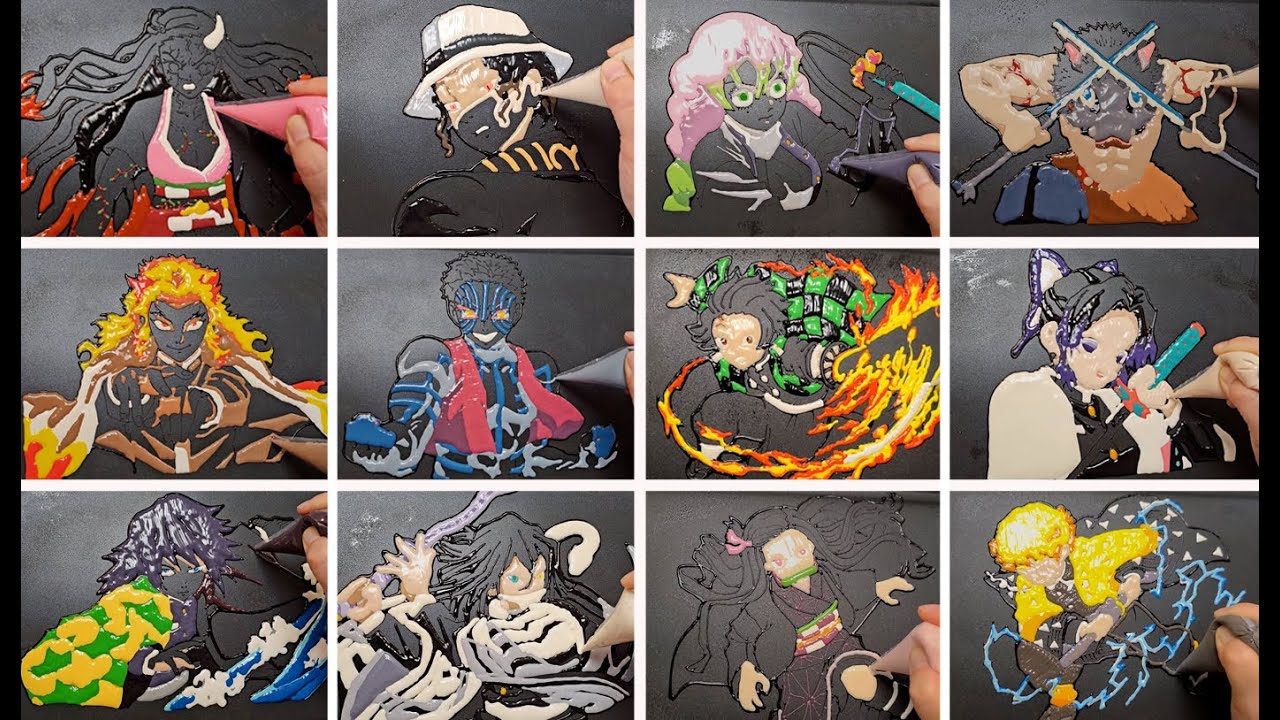 Demon Slayer: Nezuko, Muzan, Mitsuri, Inosuke, Kyojuro...Pancake art challenge, 鬼滅の刃