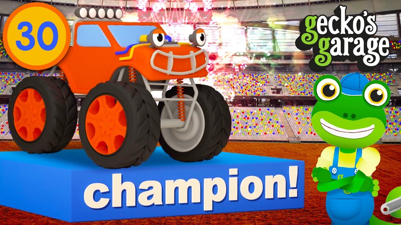 Monster Truck Backflips! | Gecko's Garage | Educational Videos For Children | Trucks For Kids