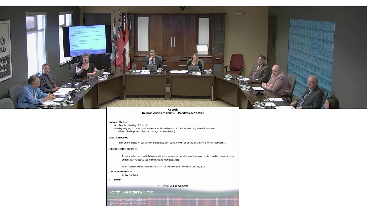 Monday May 12, 2025 -  Public Meeting of Planning followed by Regular Meeting of Council