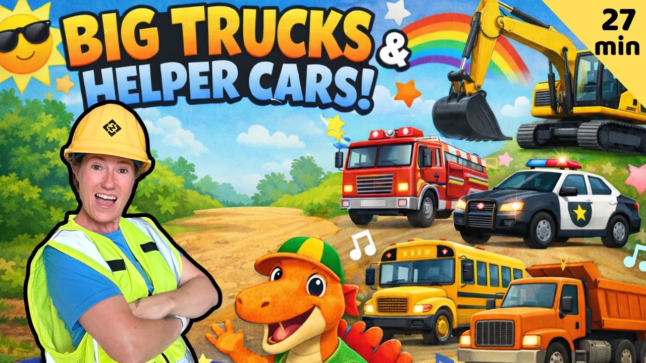 Big Trucks & Helper Cars for Kids 🚜 | Excavator, Fire Truck, Police Car + Counting Songs!