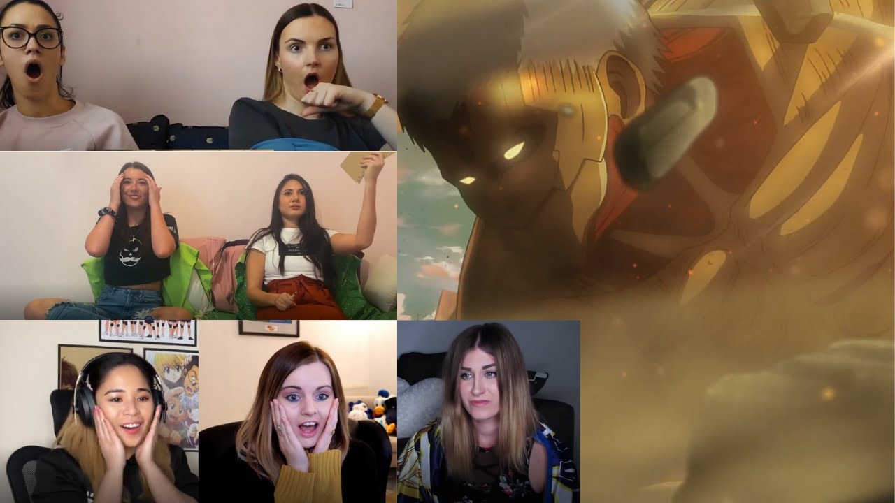 Attack on Titan 1x2 Armored Titan Girl Reaction Best of Compilation
